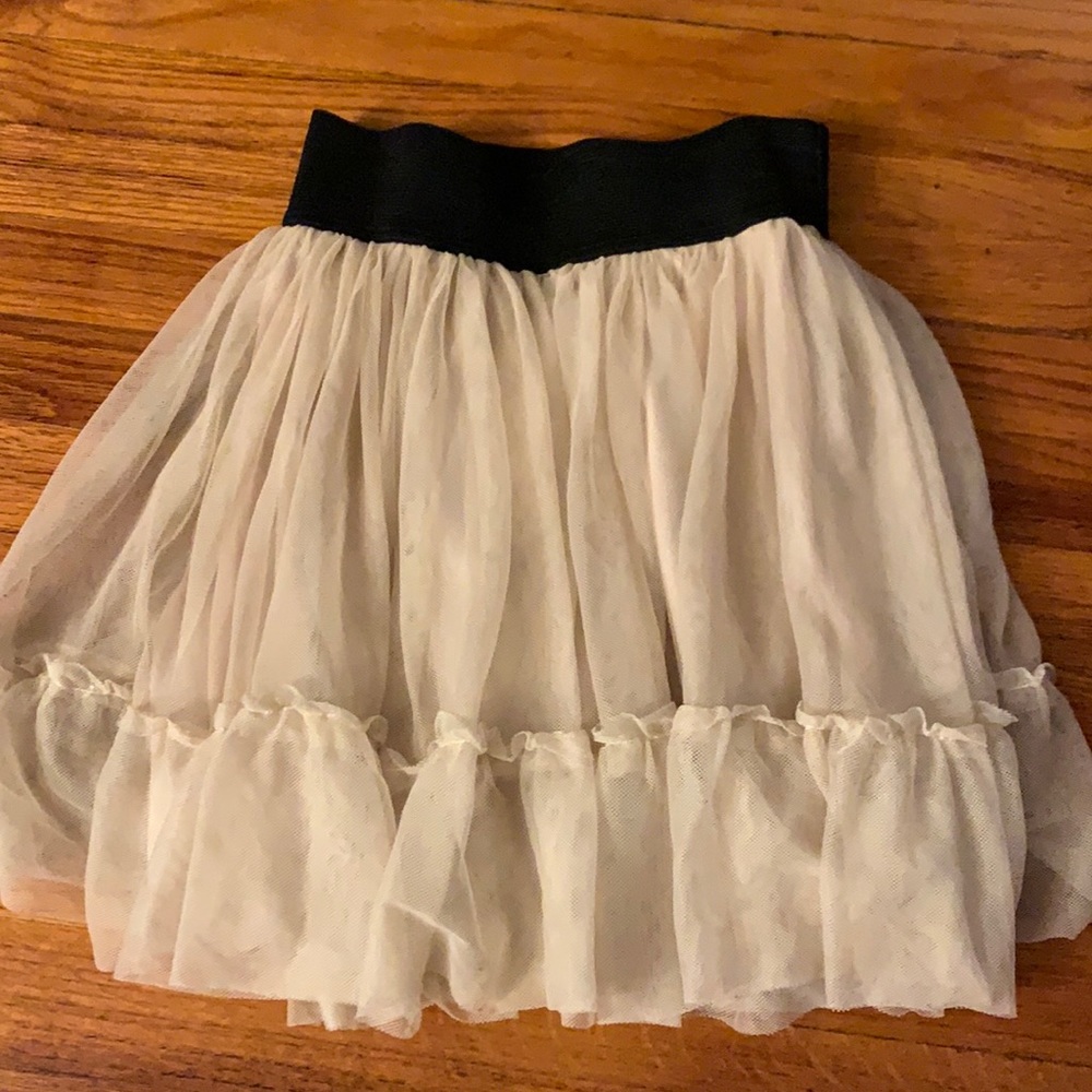 Love, Fire flowy tan skirt with black band, size S